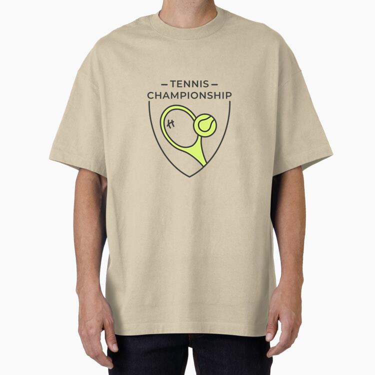 Tennis Championship Racket Ball Colored Badge Sticker Cotton T-Shirt 
