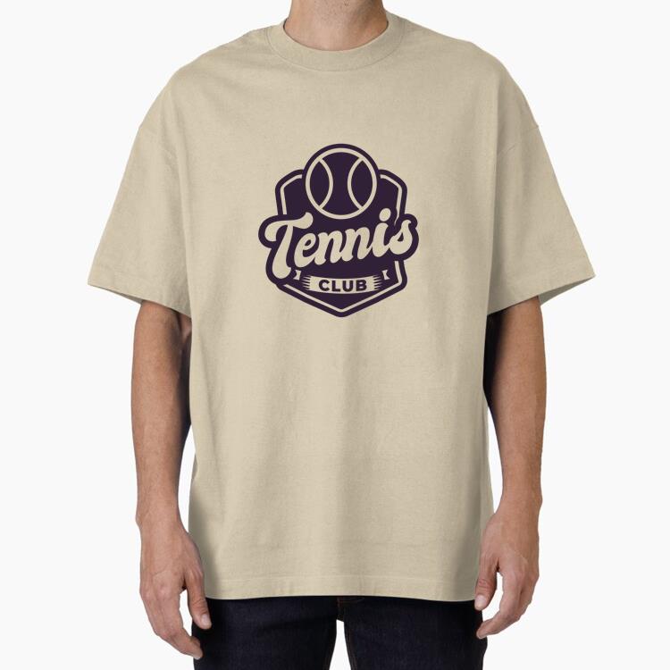 Tennis Club Ball Badge Sticker Cotton T-Shirt 