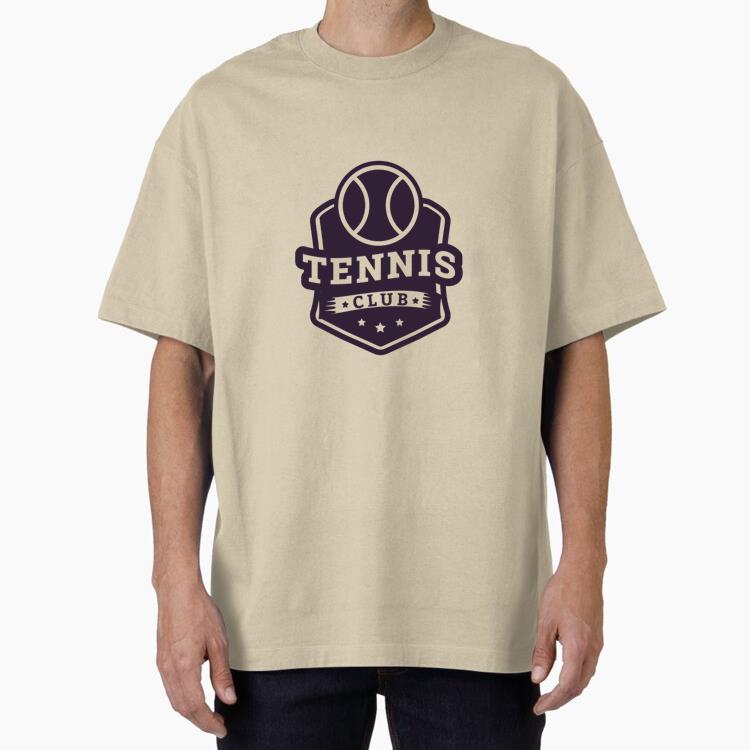 Tennis Club Ball Star Badge Sticker Cotton T-Shirt 