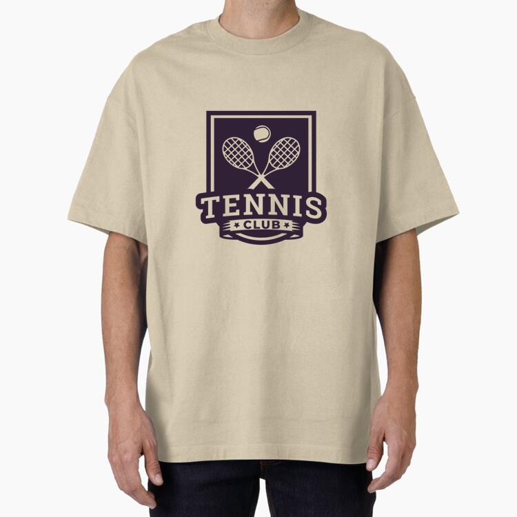 Tennis Club Racket Ball Badge Sticker Cotton T-Shirt 