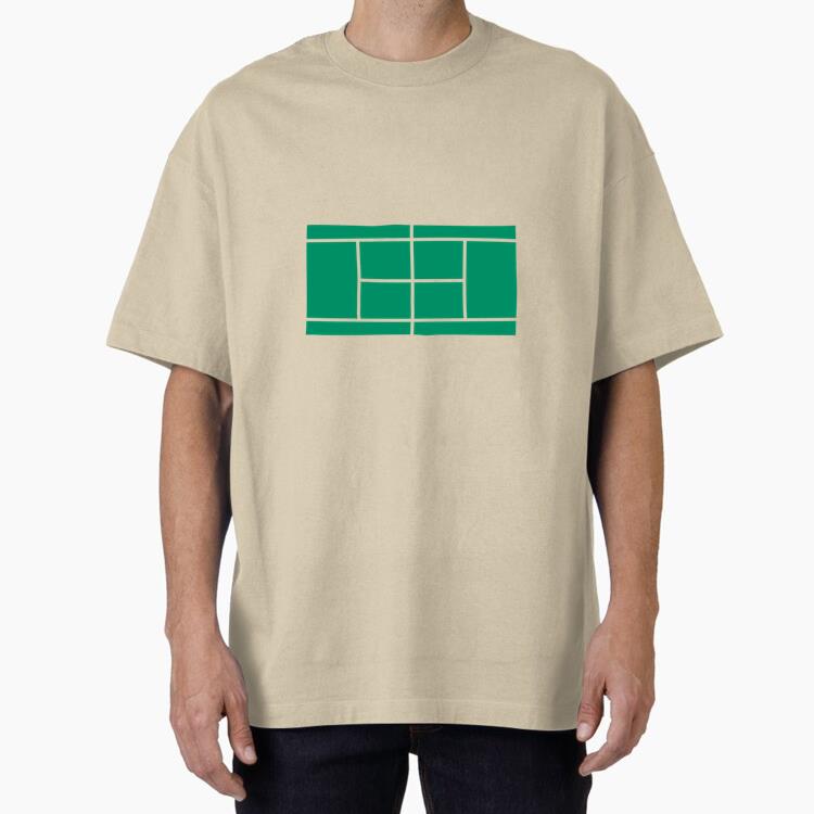 Tennis Court Cut Out Doodle Cotton T-Shirt 