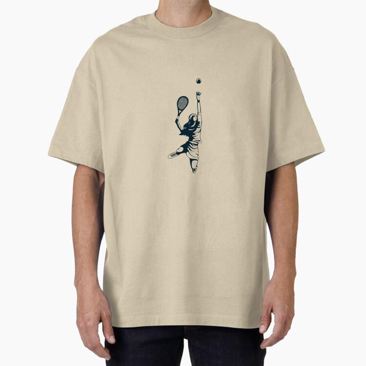 Tennis Player Character Black And White Cotton T-Shirt 