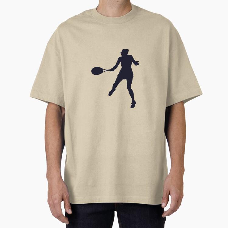 Tennis Player Girl Silhouette Cotton T-Shirt 