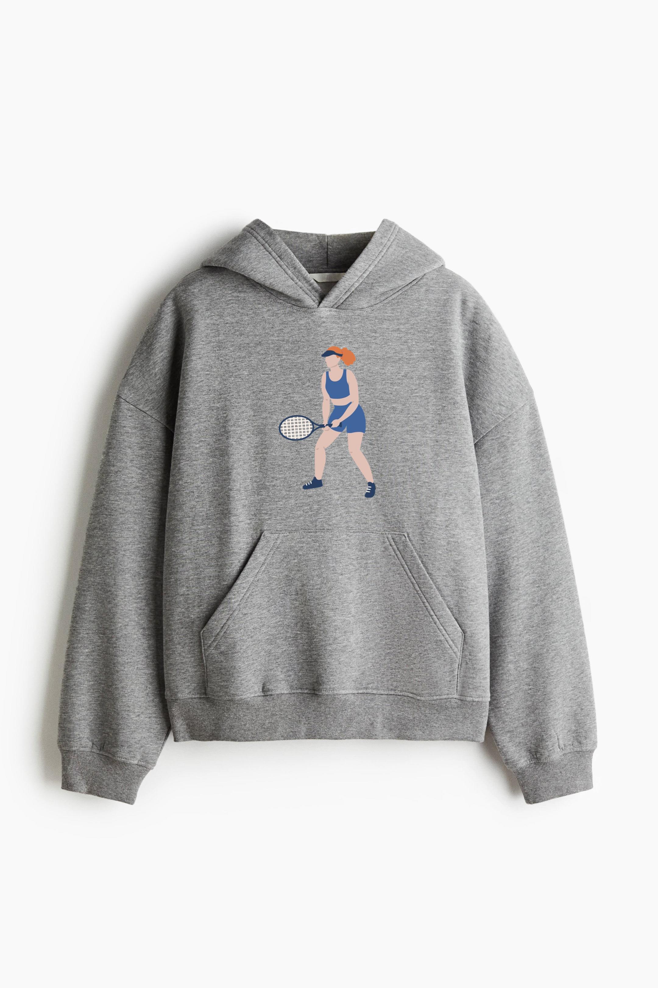Woman Is Playing Tennis With A Racquet Classic Unisex Hoodie